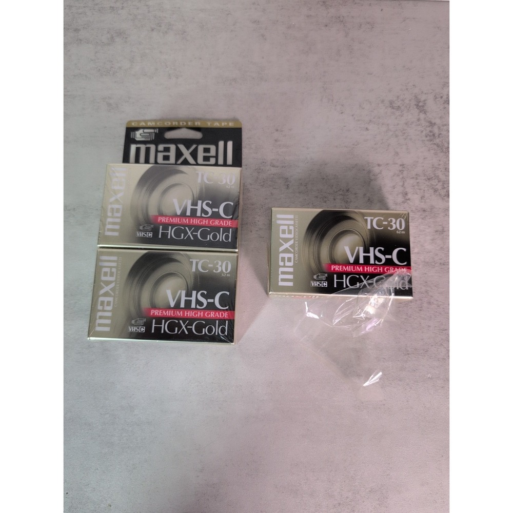 Maxell Camcorder HGX-Gold Videocassette 3 Pack VHS-C Tapes TC-30 Sealed- NEW